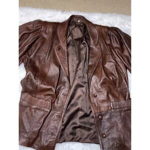 German  brown leather jacket  80’s (echtes ledder)  size M women